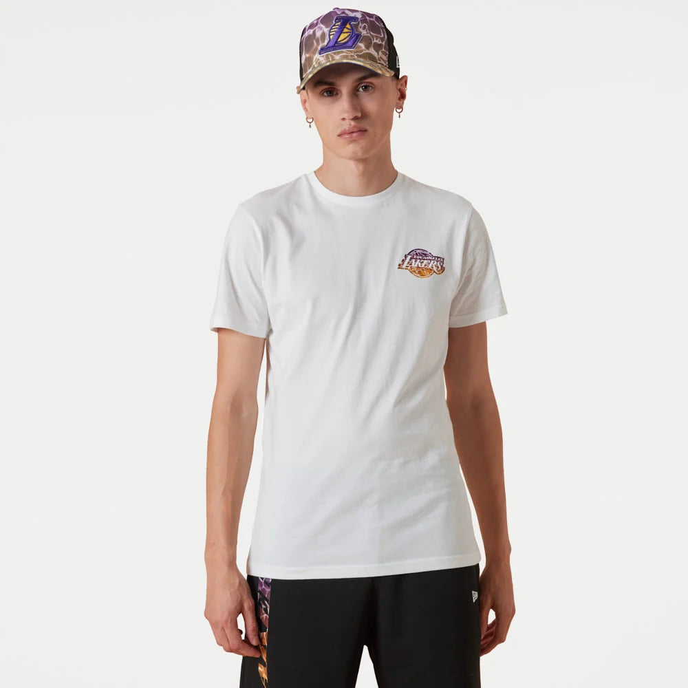 T-Shirt LA Lakers NBA Team Stampa effetto acqua Bianca