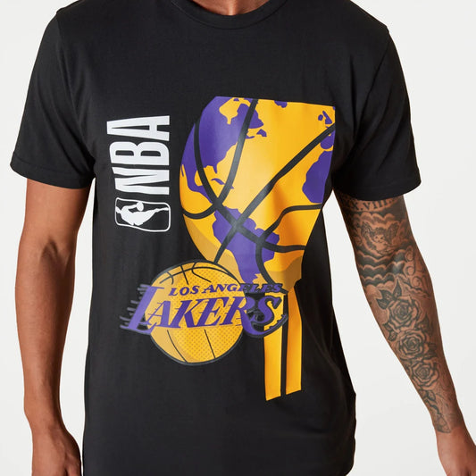 T-Shirt LA Lakers NBA Globe Logo Nera