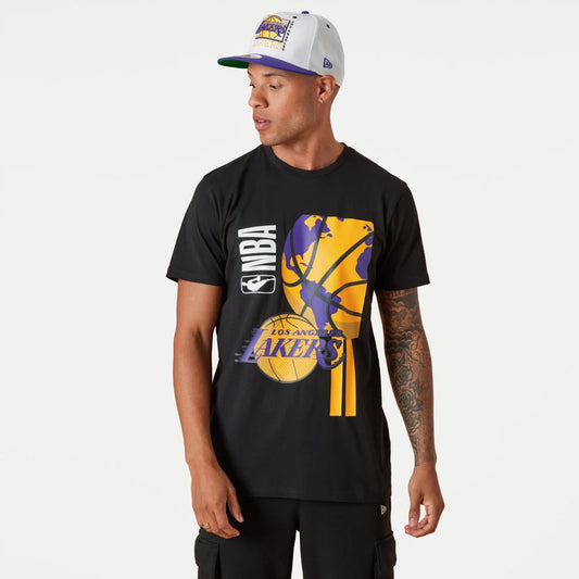 T-Shirt LA Lakers NBA Globe Logo Nera