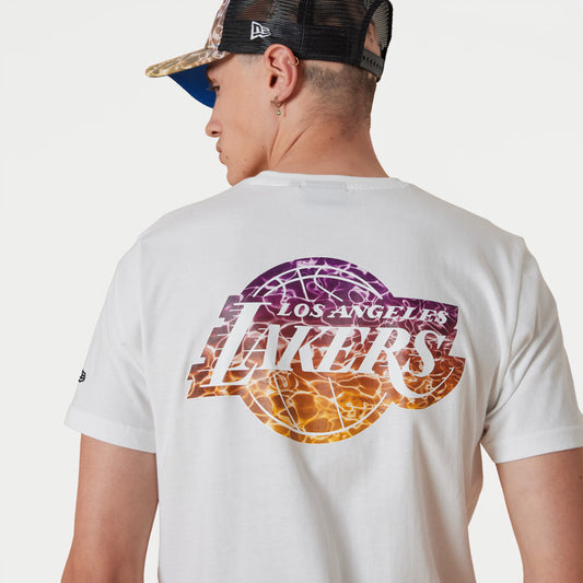 T-Shirt LA Lakers NBA Team Stampa effetto acqua Bianca