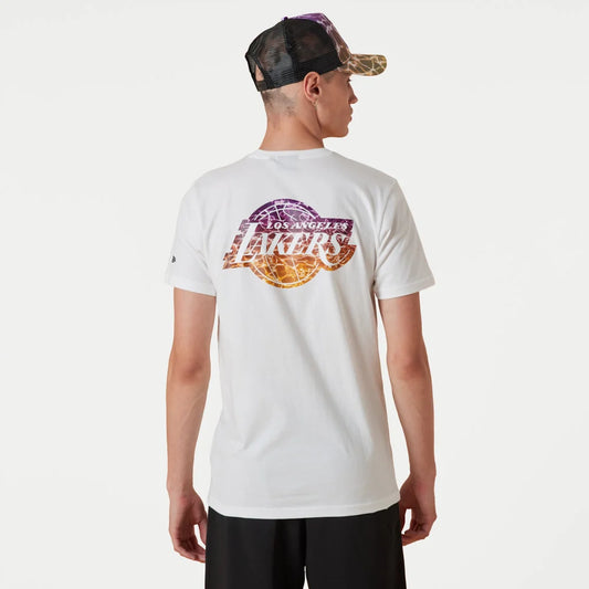 T-Shirt LA Lakers NBA Team Stampa effetto acqua Bianca