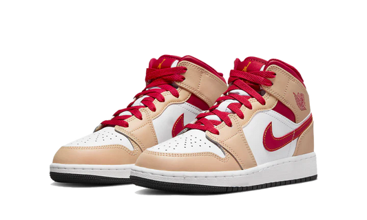 NIKE AIR JORDAN 1 MID BEIGE RED