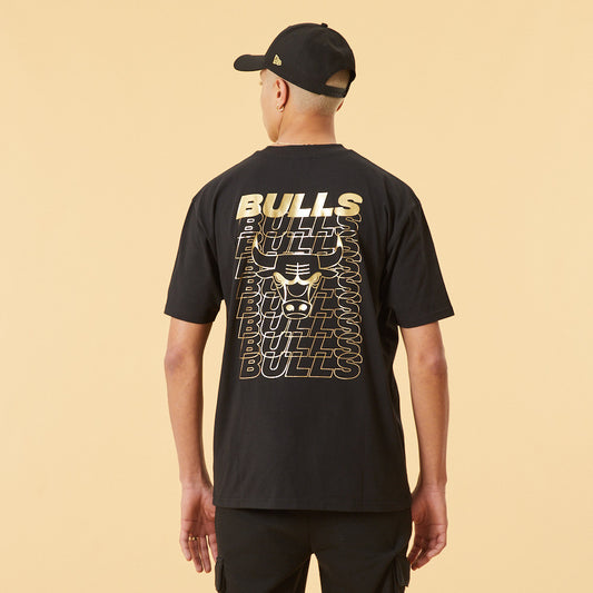 NEW ERA T-Shirt Chicago Bulls Stampa metallizzata Nera