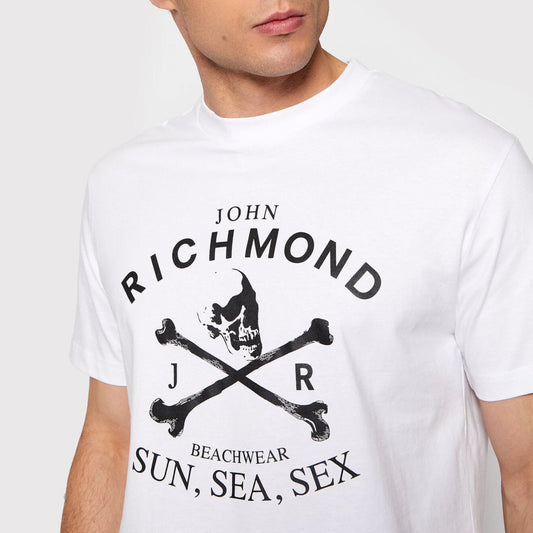 T-shirt JOHN RICHMOND stampa teschio bianco NEW COLLECTION