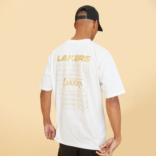 NEW ERA T-Shirt LA Lakers Stampa Metallizzata Bianca