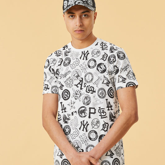 NEW ERA T-Shirt oversize MLB Multi Logo Bianca