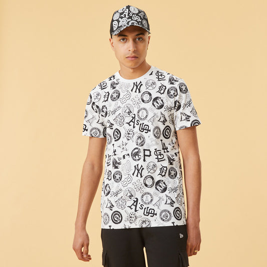 NEW ERA T-Shirt oversize MLB Multi Logo Bianca